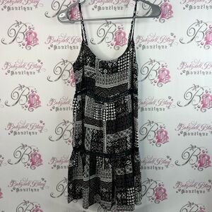 Bluenotes dress ruffle hem Aztec boho white Black and White Patterned Dress